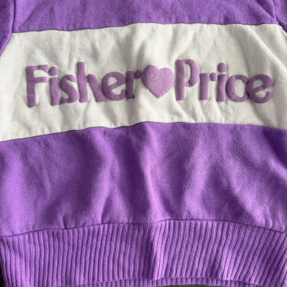 Vintage Kids Fisher Price Purple White Colorblock Retro Classic Sweatshirt